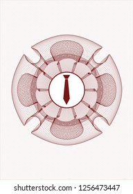 Red passport rosette with necktie icon inside