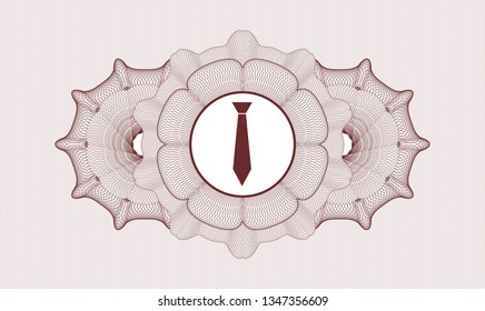 Red passport rosette with necktie icon inside