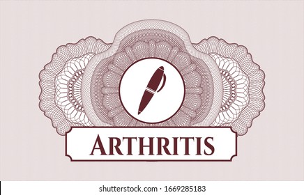 Red passport rosette with pen icon and Arthritis text inside