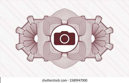 Red Passport Rosette With Photo Camera Icon Inside