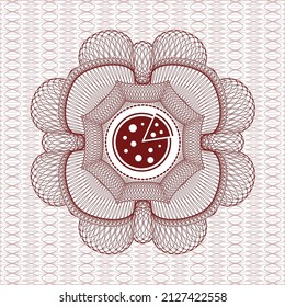 Rosette mit rotem Pass. mit Pizzasymbol innen