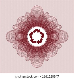 Rosette de pasaportes rojos con icono de reciclaje dentro
