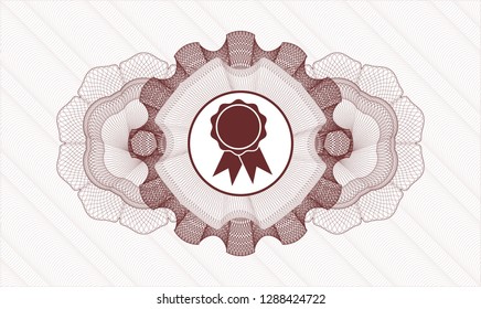 Red passport rosette with ribbon icon inside