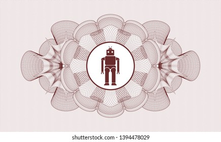Red passport rosette with robot icon inside