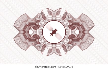 Red passport rosette with satelite icon inside