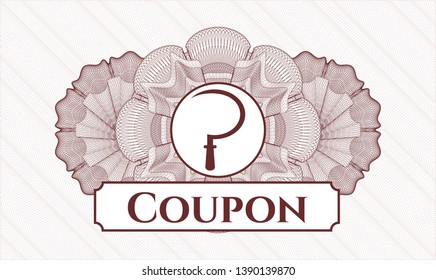 Red passport rosette with sickle icon and Coupon text inside
