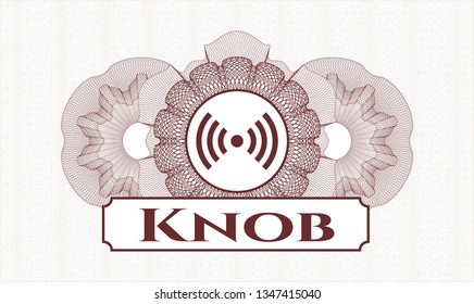 Red passport rosette with signal icon and Knob text inside