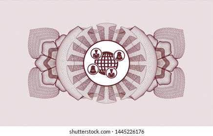 Red passport rosette with social network icon inside