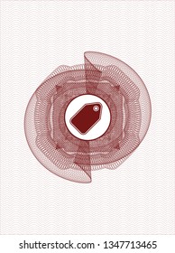 Red passport rosette with tag icon inside