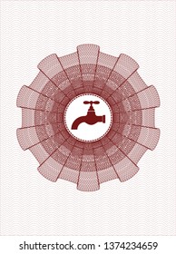 Red passport rosette with tap icon inside