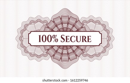 Red passport rosette with text 100% Secure inside