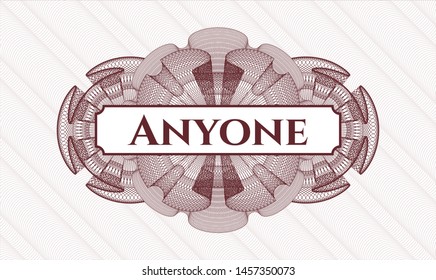 Red passport rosette with text Anyone inside