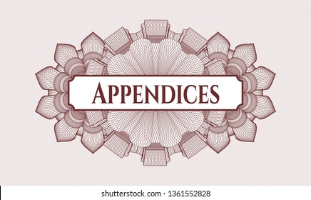 Red passport rosette with text Appendices inside