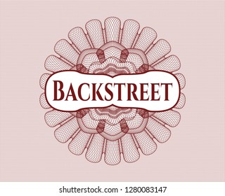 Red passport rosette with text Backstreet inside