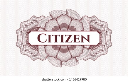 Red passport rosette with text Citizen inside