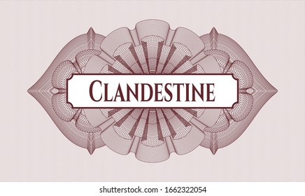 Rosette de pasaporte rojo con texto Clandestine adentro
