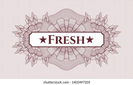 Red passport rosette with text Fresh inside