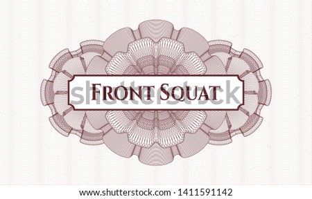 Red passport rosette with text Front Squat inside