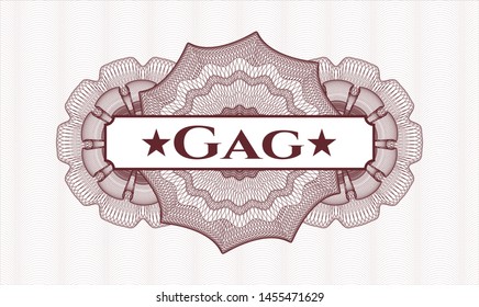 Red passport rosette with text Gag inside