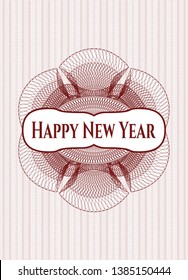 Red passport rosette with text Happy New Year inside