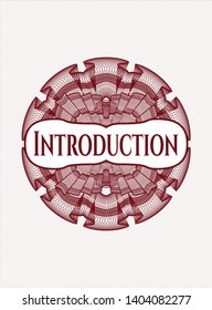Red passport rosette with text Introduction inside
