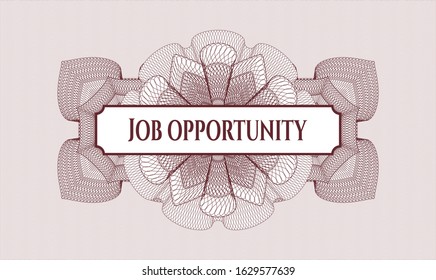 Red passport rosette with text Job Opportunity inside