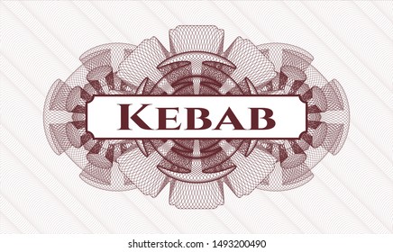 Red passport rosette with text Kebab inside