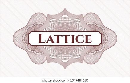 Red passport rosette with text Lattice inside