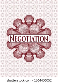 Rote Passrosette mit Text Negotiation Innen