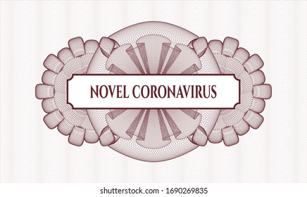 Rosette de pasaportes rojos con texto Novel Coronavirus dentro