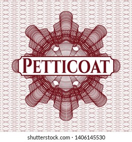 Red passport rosette with text Petticoat inside