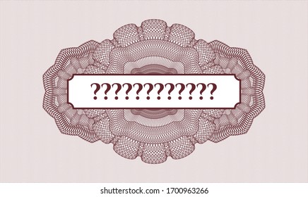 Red passport rosette with text Question Mark inside