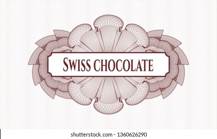 Red passport rosette with text Swiss Chocolate inside