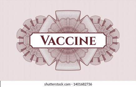 Red passport rosette with text Vaccine inside