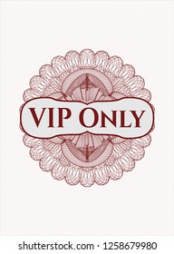 Red passport rosette with text VIP Only inside
