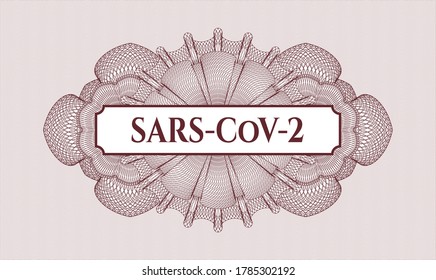 Rosette de pasaportes rojos. Ilustración vectorial. Detallado con el texto SARS-CoV-2 dentro