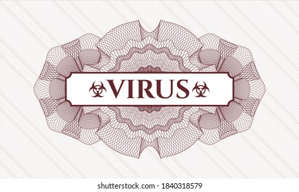 Red passport rosette. Vector Illustration. Detailed with text Virus inside