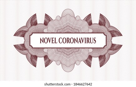 Red passport rosette. Vector Illustration. Detailed with text Novel Coronavirus inside