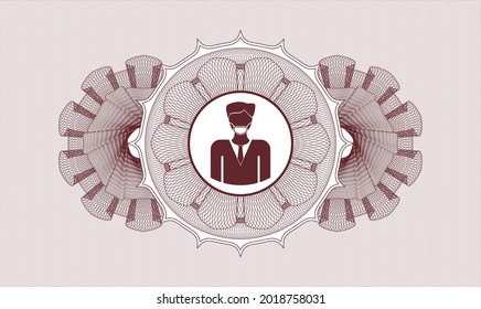 Rosette de pasaportes rojos. Ilustración vectorial. Detallado con un hombre con un icono de máscara de cara dentro