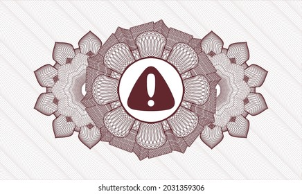 Rosette de pasaportes rojos. Ilustración vectorial. Detallado con el icono de advertencia