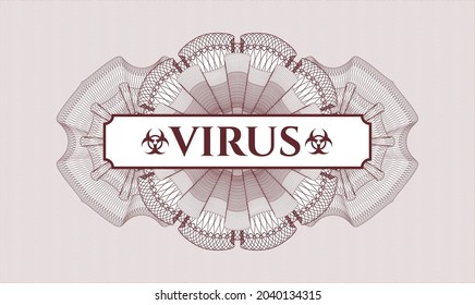 Red passport rosette. Vector Illustration. Detailed with text Virus inside
