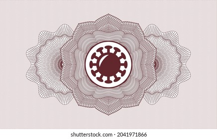 Red passport rosette. Vector Illustration. Detailed with coronavirus icon inside