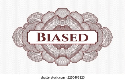 Red passport rosette. Vector Illustration. Detailed with text Biased inside