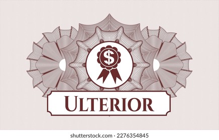 Red passport rosette. Vector Illustration. Detailed with business ribbon icon and Ulterior text inside