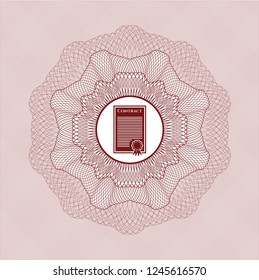 Red passport rossete with contract icon inside
