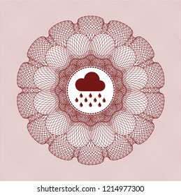Red passport rossete with rain icon inside