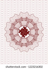 Red passport rossete with solution icon inside