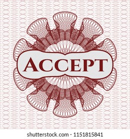 Red passport rossete with text Accept inside