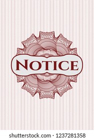 Red passport rossete with text Notice inside