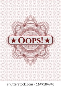 Red passport rossete with text Oops! inside